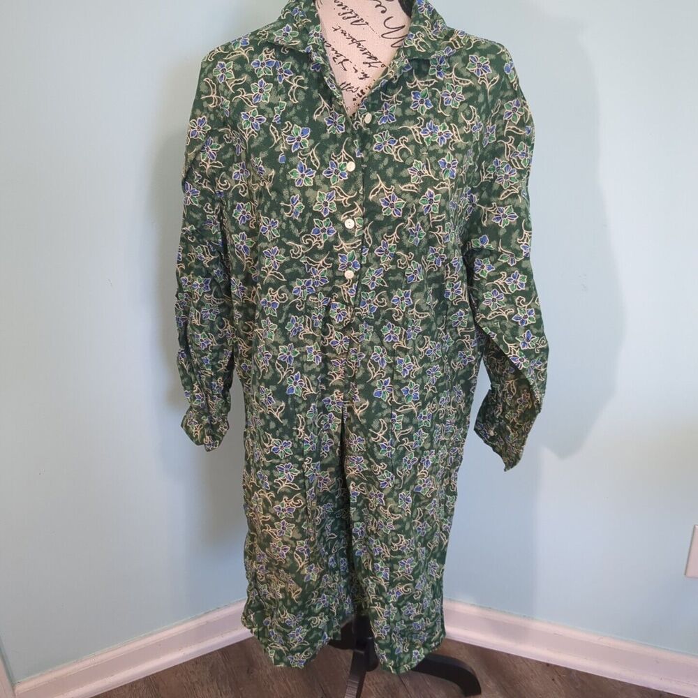 Vintage Victoria’s Secret large Mumu House Sleep Dress Kaftan Dark Green Floral